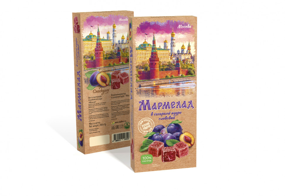  Сладарт Мармелад Сливовый МОСКВА в сахарной пудре (642), 200г   в Вязьме