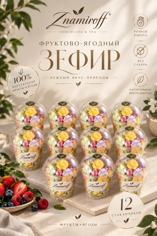  Зефир в стаканчиках без сахара(коробка 12шт по 100гр) в Вязьме