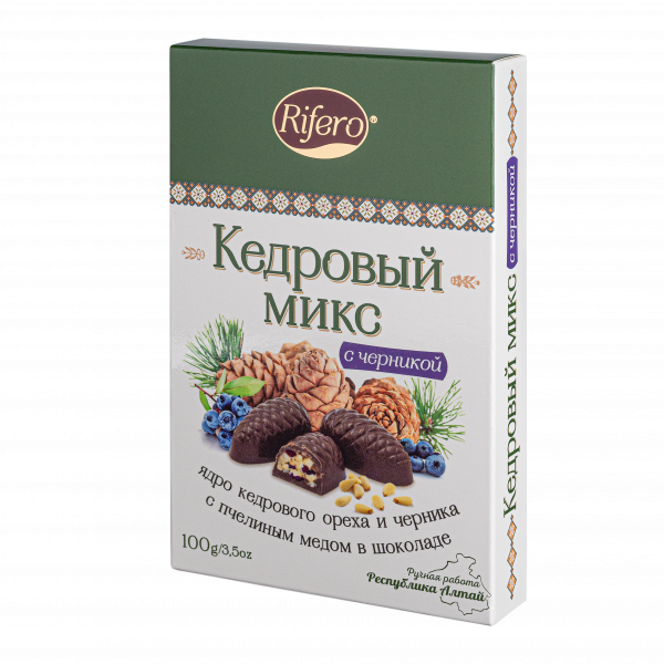 №1 Риф и ко Конфеты "Кедровый микс ЧЕРНИКА" 100г       в Вязьме