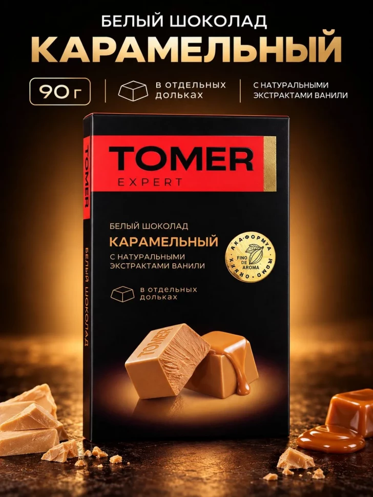  Фабрика Томер  Белый шоколад КАРАМЕЛЬНЫЙ, 90г  в Вязьме