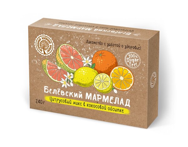 №2 Мармелад белевский на фруктозе 240г "Цитрусовый микс" в Вязьме